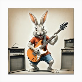 Rabbit Playing Guitar 1 Canvas Print