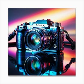 Iridescent Camera Featuring Vibrant Reflections Exuding A Futuristic Aura Intricate Patterns Of Li Canvas Print