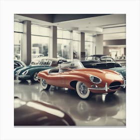 Classic Cars In A Showroom Canvas Print