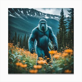 Big foot In The garden of flowers Canvas Print