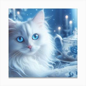 White Cat With Blue Eyes 3 Canvas Print