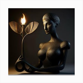 Woman Holding A Candle Canvas Print