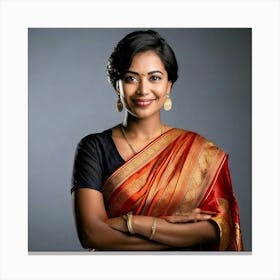 Firefly Confident Indian Businesswoman In Modern Saree With Styled Short Hair 64231 (1) Canvas Print