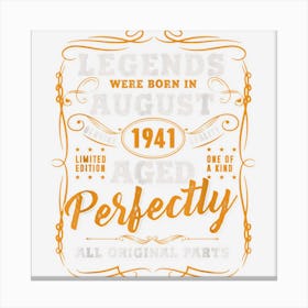 Vintage August 1941 81st Birthday Gift 81 Year Old Men Canvas Print