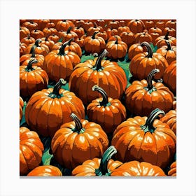 Pumpkins In The Field Canvas Print