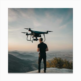 Man Holding A Drone Canvas Print