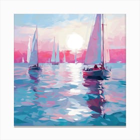Sailboats At Sunset 3 Canvas Print