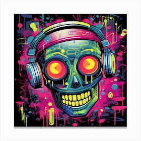 Skull With Headphones 3 Canvas Print