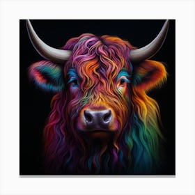 Colourful Rainbow Highland Cow 1 Canvas Print