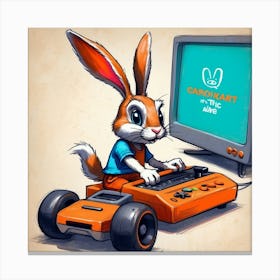 Rabbit Playing Video Game 1 Canvas Print