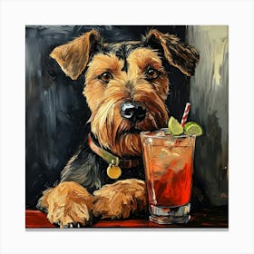 Airedale Welshie At The Bar 11 Canvas Print