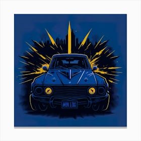 Car Blue Artwork Of Graphic Design Flat (83) Canvas Print