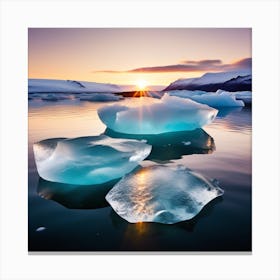 Icebergs At Sunset 19 Canvas Print