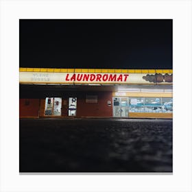 Laundromat At Night Canvas Print