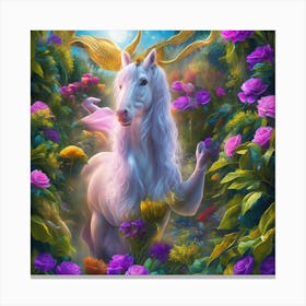 Unicorn In The Forest Canvas Print