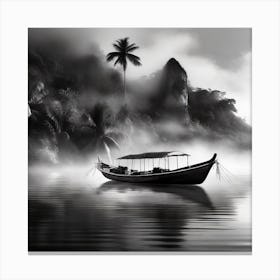 Firefly A Boat On A Beautiful Mist Shrouded Lush Tropical Island 31069 Canvas Print