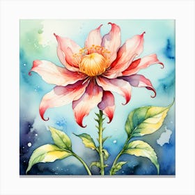 Pink Flower Watercolor Painting Canvas Print