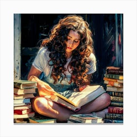 Girl Reading A Book 1 Canvas Print