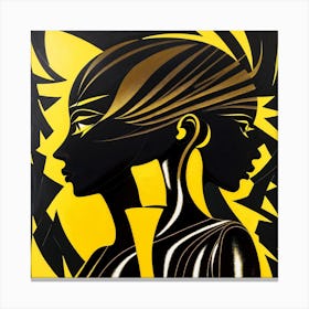 Two Women In Yellow And Black 2 Canvas Print