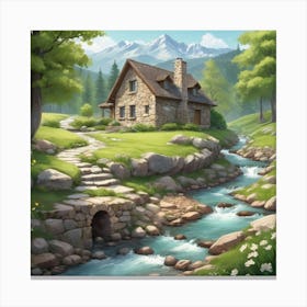 Cottage In The Mountains 3 Canvas Print