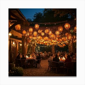 A Lively Autumn Festival Drenched In Rustic Charm Cascading Lanterns Of Burnished Gold And Amber (7) Canvas Print