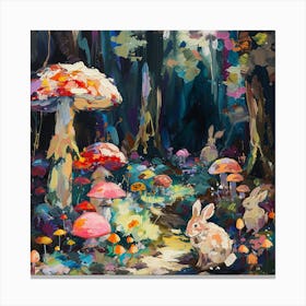 Rabbits In The Forest 1 Canvas Print