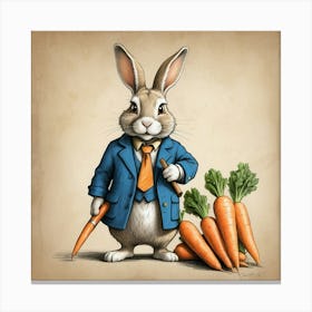 Rabbit With Carrots 24 Canvas Print