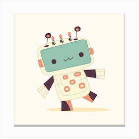 Cute Robot Character Cartoon Robotics Canvas Print