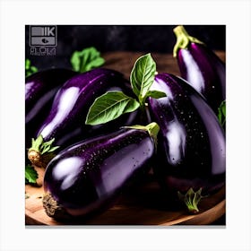Photo Raw Eggplants Ready To Be Cooked Canvas Print