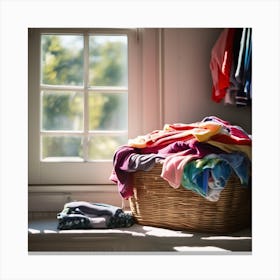 Laundry Basket Overflowing 1 Canvas Print