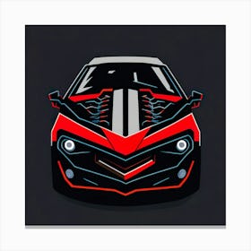 Car Red Artwork Of Graphic Design Flat (310) Canvas Print