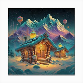 Mountain village snow wooden 6 29 Canvas Print