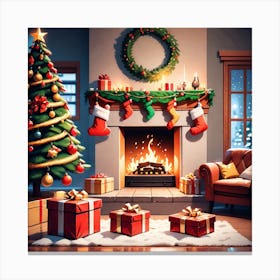Christmas In The Living Room 33 Canvas Print