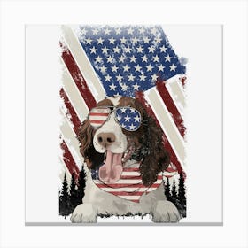 American Flag English Springer Spaniel Dog Canvas Print