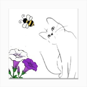 Cat And Bee Stampe su tela