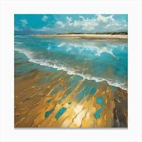 Turquoise Blue Sea, Beach of Liquid Gold 1 Canvas Print