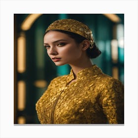 Asian Woman In Gold Canvas Print