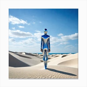 Blue Man In Sand Canvas Print