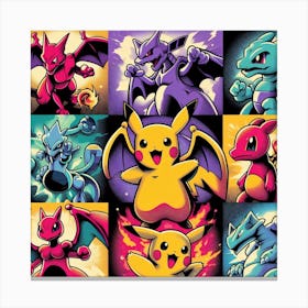 Pokemon, Pop Art 3 Canvas Print