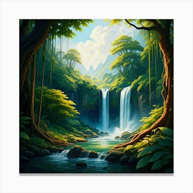 Waterfall In The Forest 3 Canvas Print