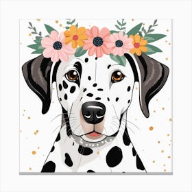 Floral Baby Dalmatian Dog Nursery Illustration (2) Canvas Print
