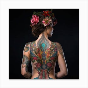 Back Of A Woman With Tattoos 8 Canvas Print