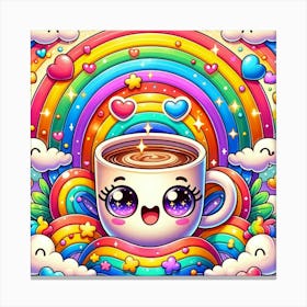 Kawaii rainbow Coffee Cup 1 Canvas Print