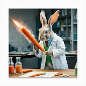 Rabbit Holding A Carrot Canvas Print