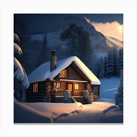 Cabin In The Snow 3 Canvas Print