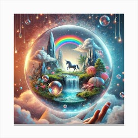 Unicorn In A Bubble 2 Canvas Print