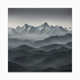 Mountain Range In The Fog Canvas Print