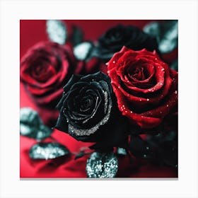 Black and red roses Canvas Print