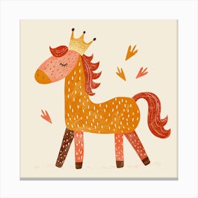 Horse With A Crown Cute Kids Room Drawing Illustration Canvas Print