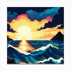 Sunset Over The Ocean Canvas Print